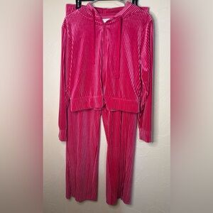 Colsie Pink Ribbed Pink Velour Matching Set